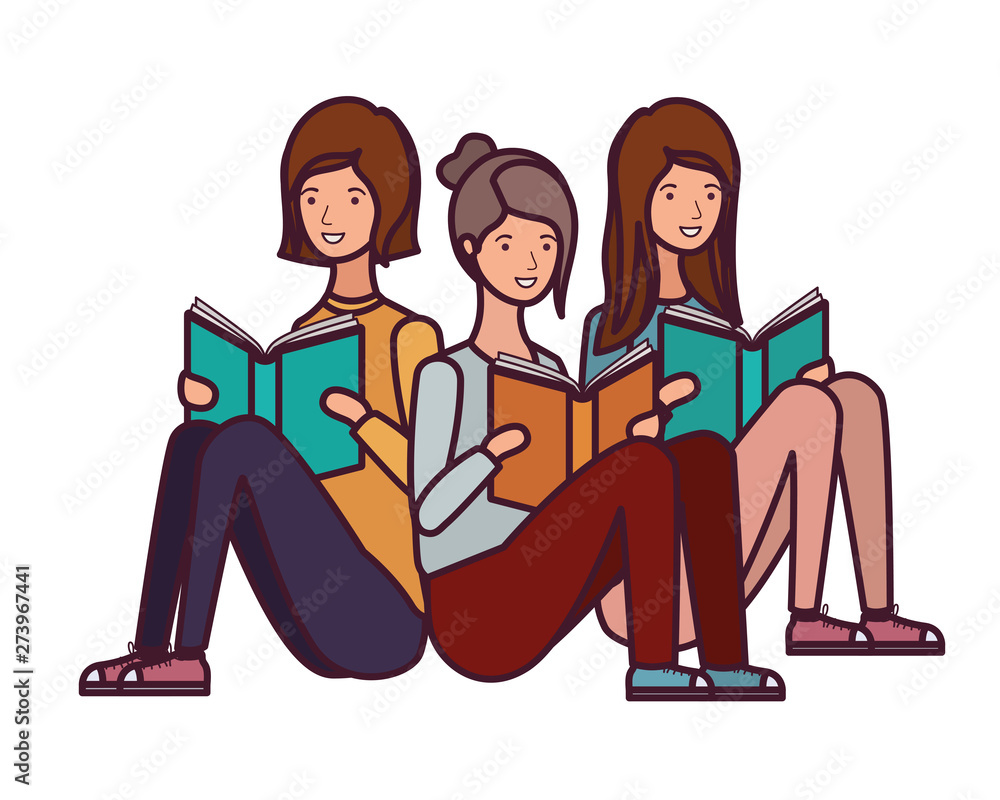 women sitting with book in hands