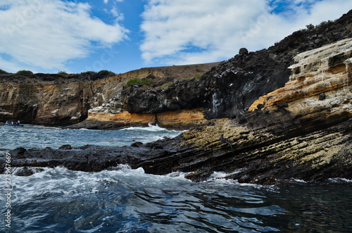 Coastal Erosion of Sandstone and Volcanic Shore in Galapagos Islands Ecuador