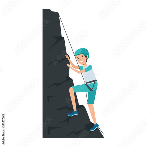 man climbing with rope character