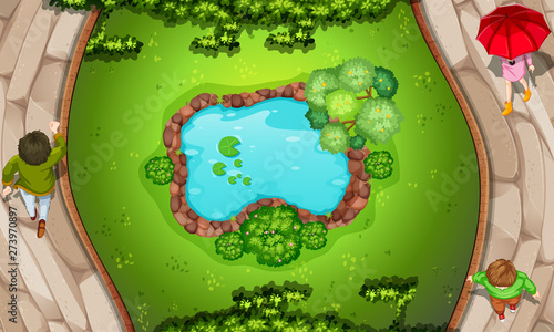 An aerial view of the park