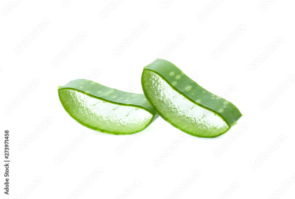 Aloe sliced, isolated on a white background Aloe sliced, isolated on a white background