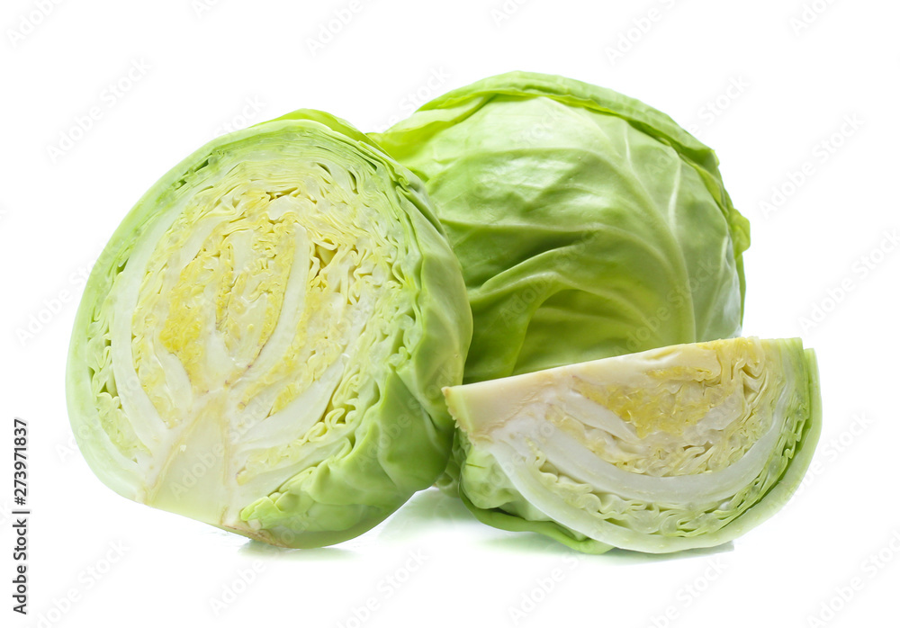 green cabbage on white background green cabbage on white background