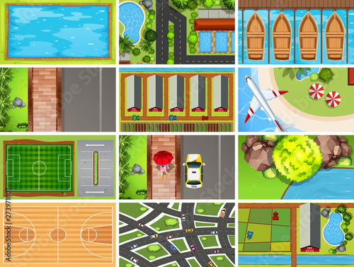 Set of aerial scene