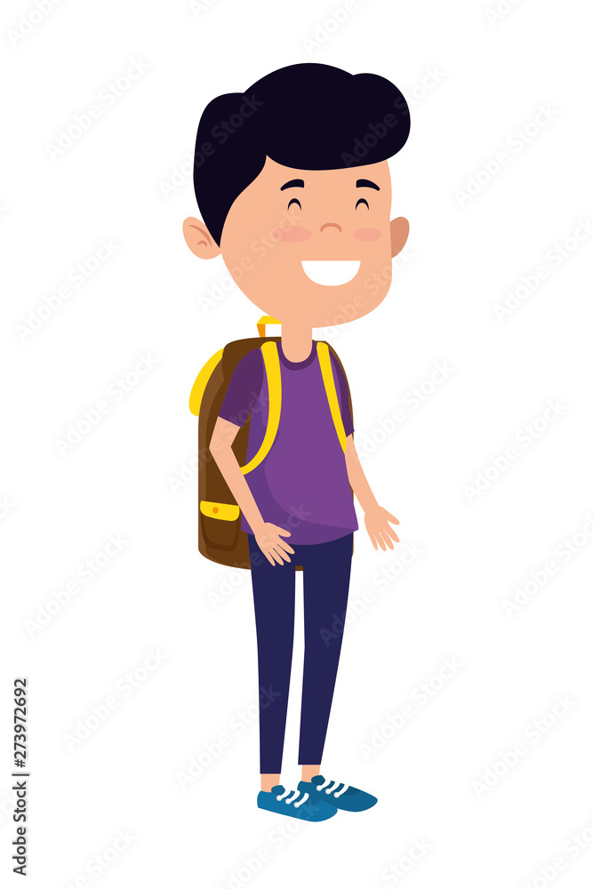 happy student boy with schoolbag