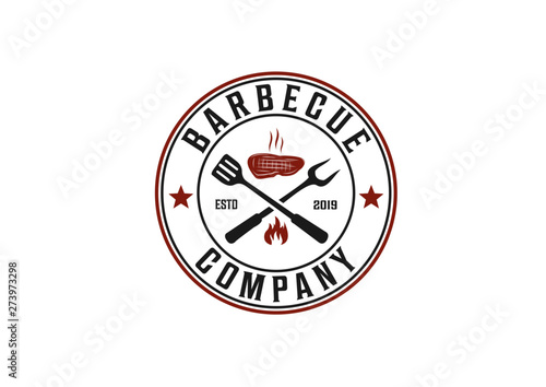 Barbecue and grill badge logo design