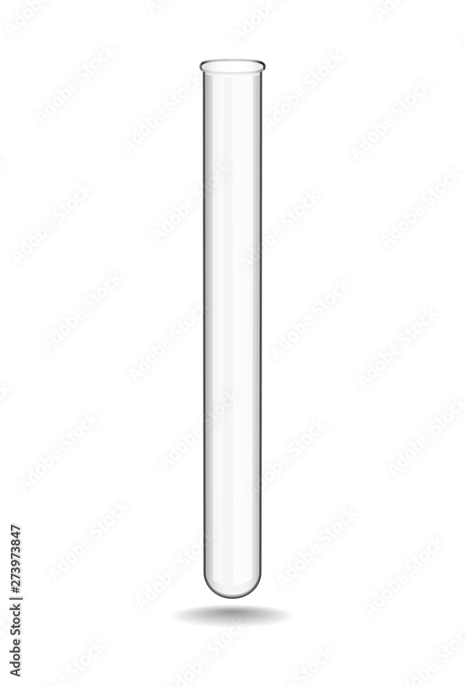 Chemical glass test tube is used in medical and research institutions during biochemical and other studies in practice of clinical laboratory diagnostics. Isolated object on white background. Vector Chemical glass test tube is used in medical and research institutions during biochemical and other studies in practice of clinical laboratory diagnostics. Isolated object on white background. Vector