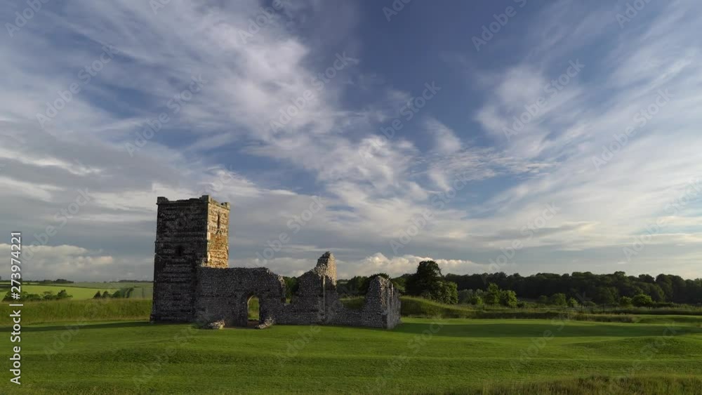 Knowlton Church, Dorset, England. Slow pan, morning light. Knowlton Church, Dorset, England. Slow pan, morning light.