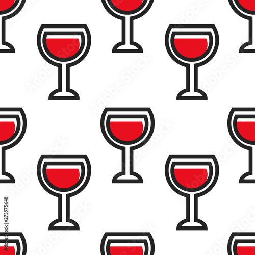 Red wine in glass wineglass Montenegrin drink seamless pattern