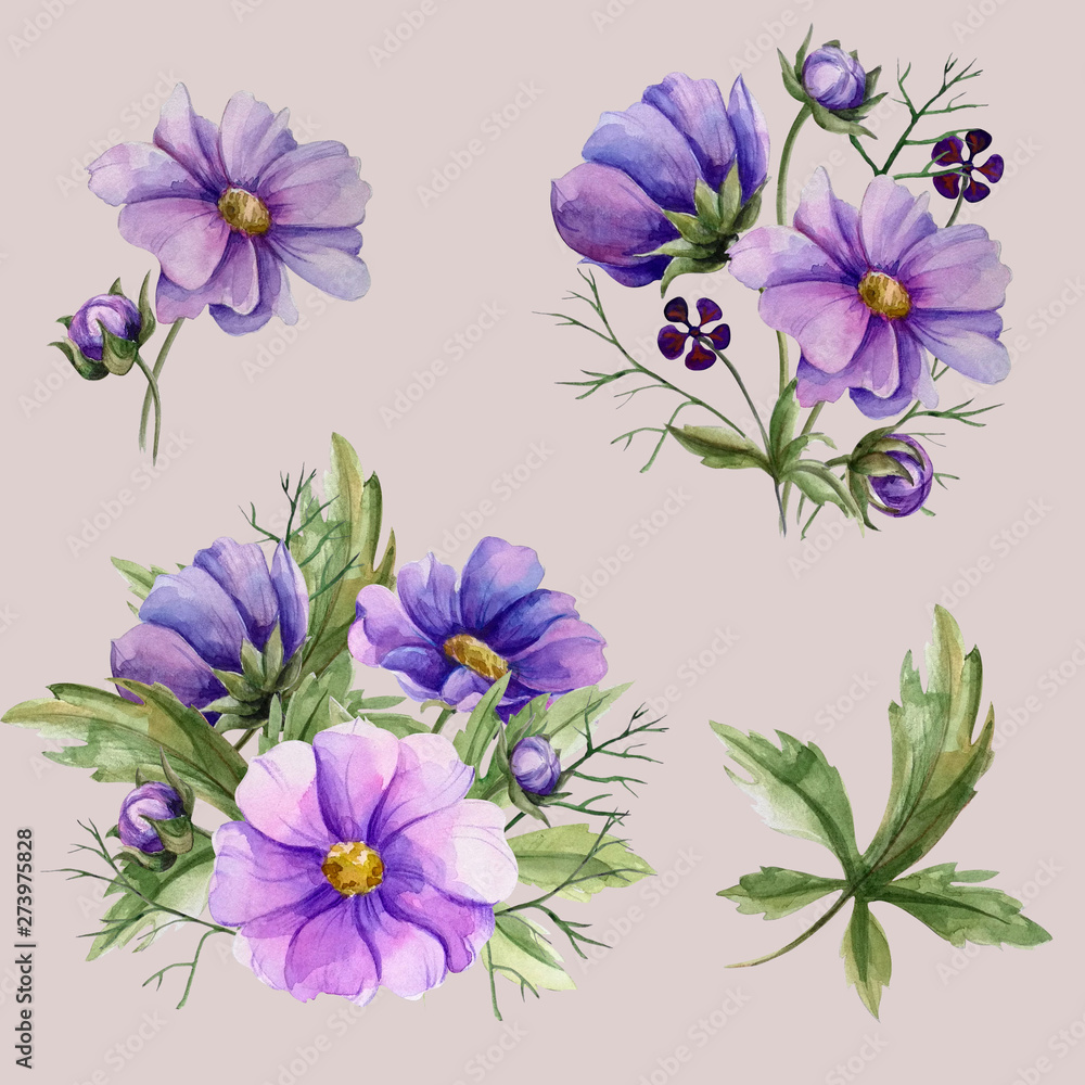 Flowers watercolor pattern