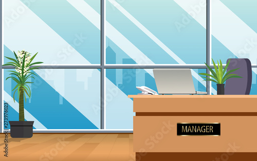 table manager in the office on the building