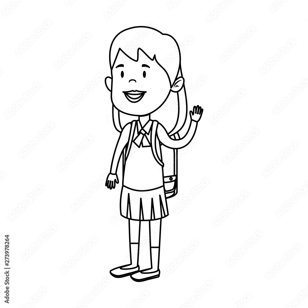 happy student girl with school bag