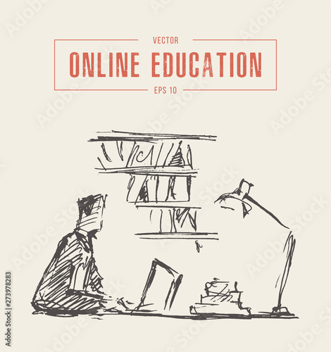 Person computer online courses education a vector