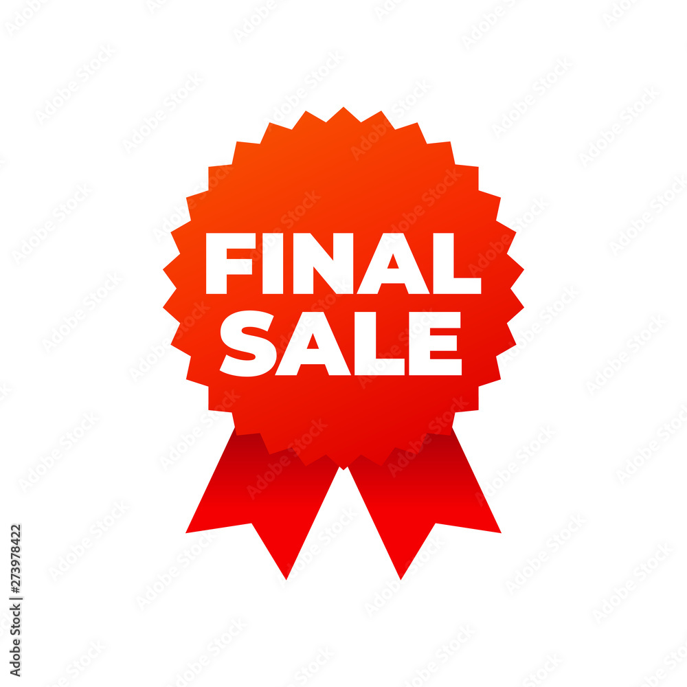 Red award medals symbol on white background, final sale Red award medals symbol on white background, final sale