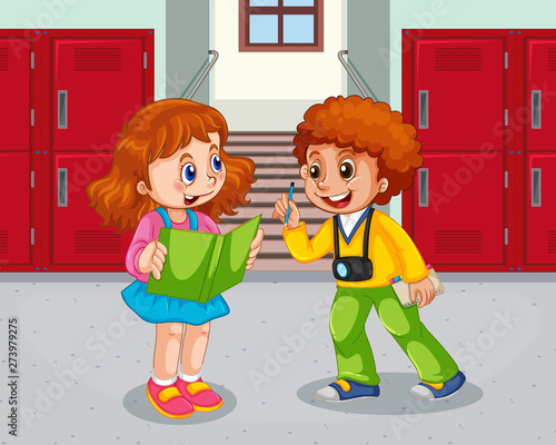 Student at school hallway