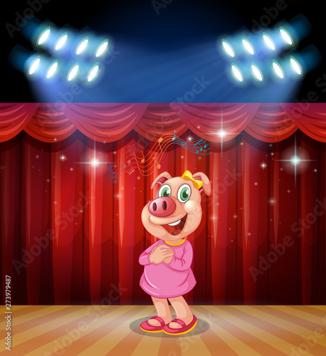 Pig perform on stage