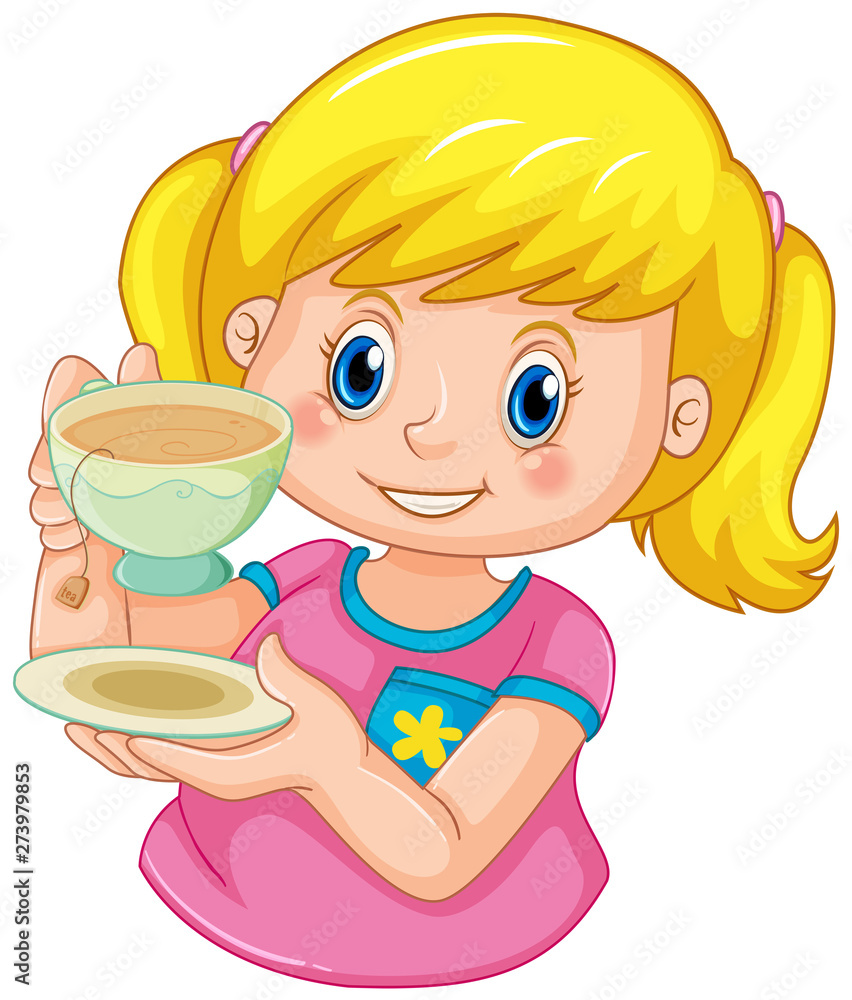 A girl drinking tea A girl drinking tea