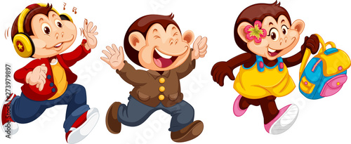 Set of monkey character