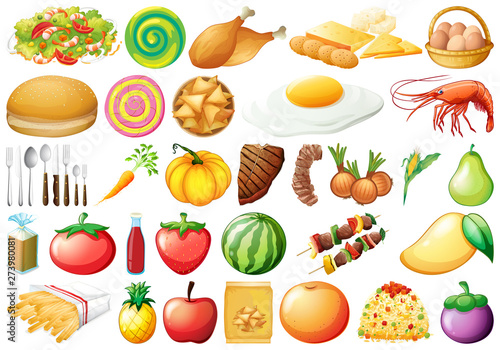 Set of healthy food