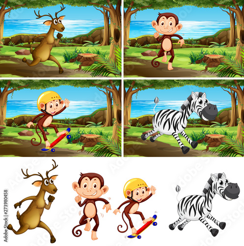 Set of animal at the park