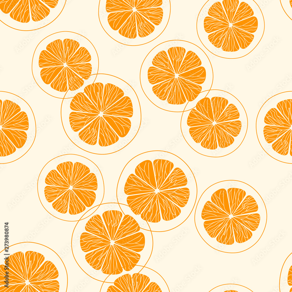 Naklejka Oranges seamless pattern. Hand drawn vector illustration.