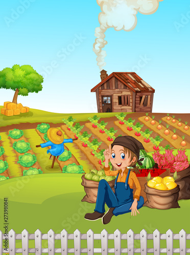 Farmer at rural farmland