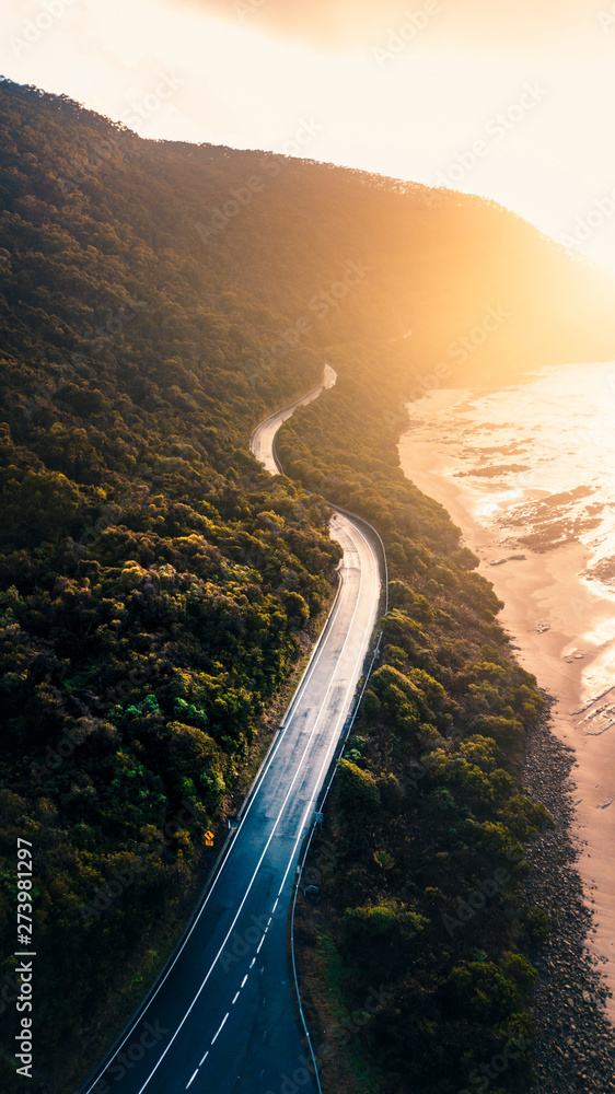 Aerial View of Great Ocean Road and Beaches of Victoria, Australia