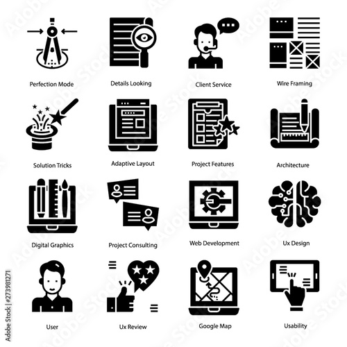 UI UX Design Solid Icons Set