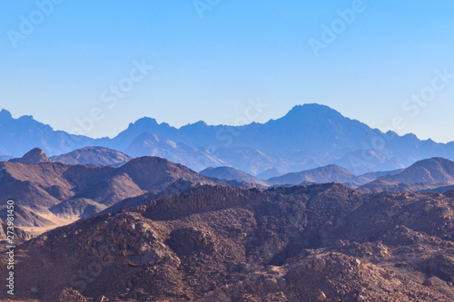 View of Arabian desert and mountain range Red Sea Hills in Egypt