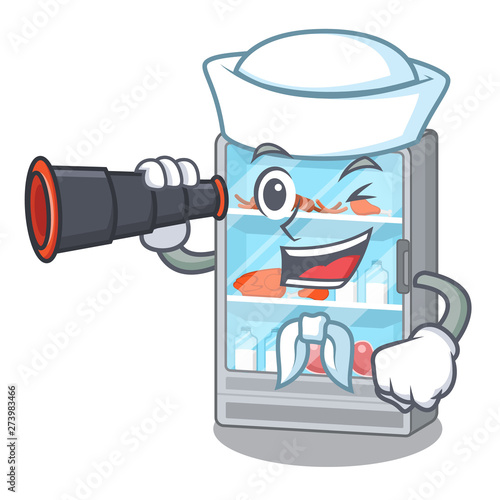 Sailor with binocular refrigerator in the a cartoon shape