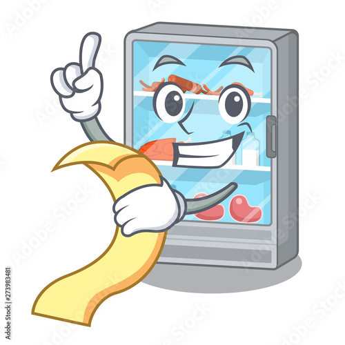With menu refrigerator in the a cartoon shape