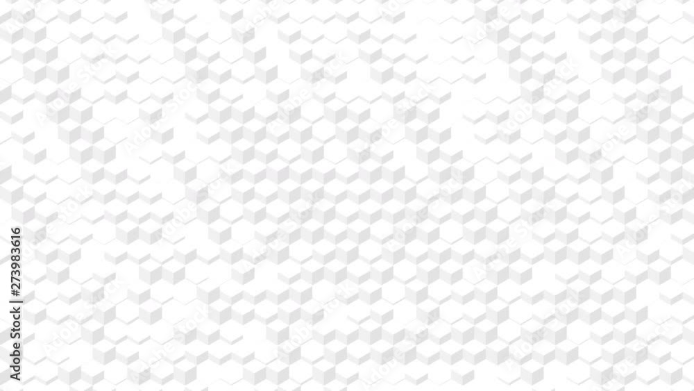 Cube box 3D virtual isometric shuffle wave and hexagon pattern, Blockchain technology concept design illustration grey color on white background seamless looping animation 4K, with copy space Cube box 3D virtual isometric shuffle wave and hexagon pattern, Blockchain technology concept design illustration grey color on white background seamless looping animation 4K, with copy space