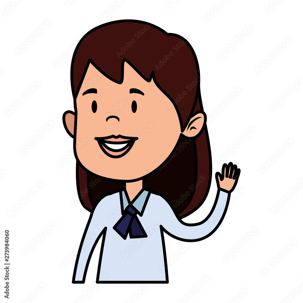 happy student girl comic character