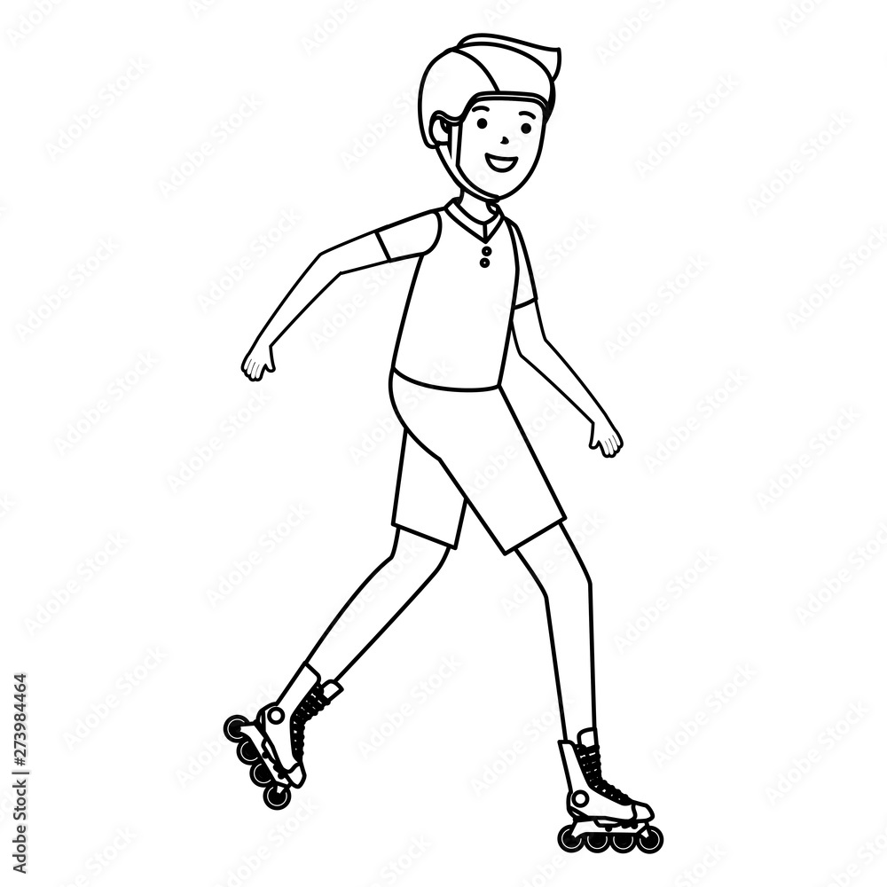 Fototapeta premium happy athletic boy in skates