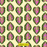 Abstract Leaves Pattern vector green pink yellow color