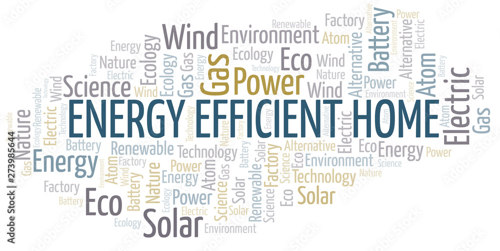 Energy Efficient Home word cloud. Wordcloud made with text only.