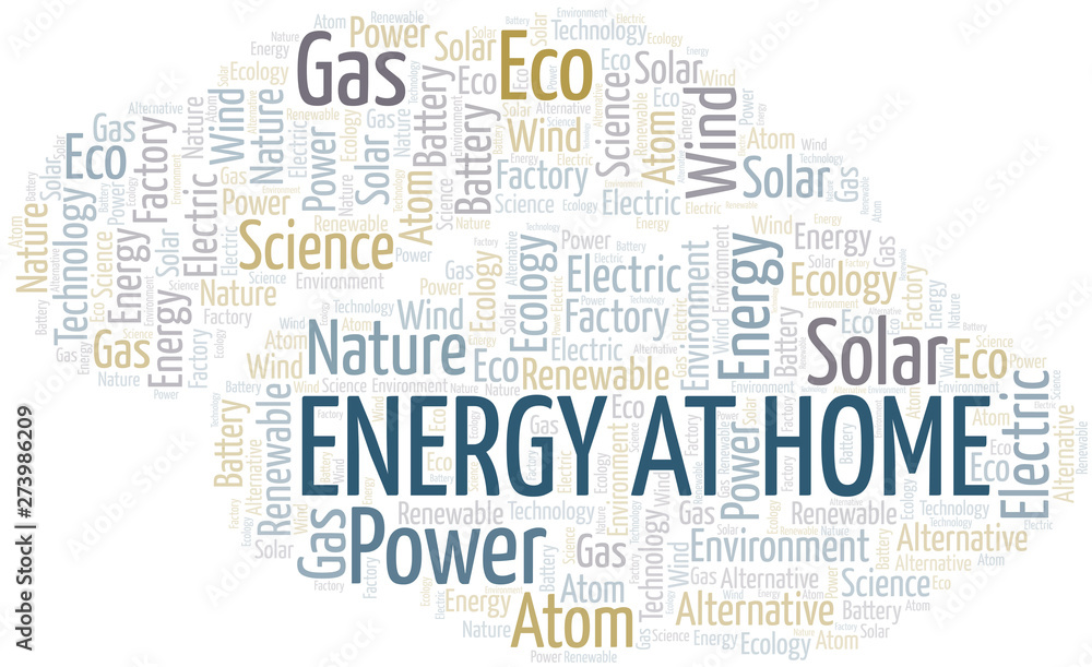 Fototapeta premium Energy At Home word cloud. Wordcloud made with text only.