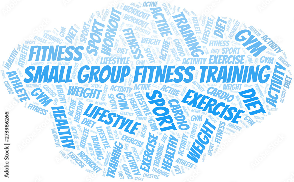 Obraz premium Small Group Fitness Training word cloud. Wordcloud made with text only.
