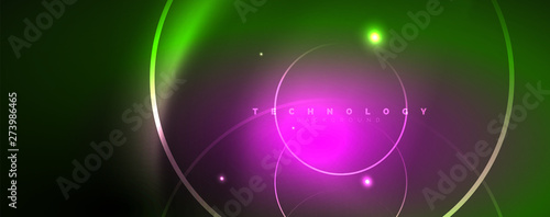 Shiny neon lines template - northern lights glowing blur lines. Futuristic style glow neon 80s disco club or night party techno template