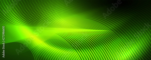Shiny neon lines template - northern lights glowing blur lines. Futuristic style glow neon 80s disco club or night party techno template
