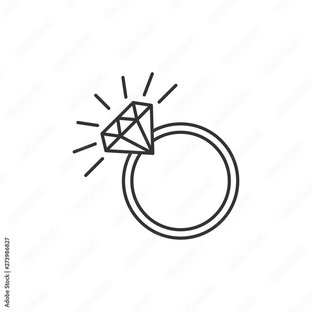 Ring Diamond icon template black color editable. Ring Diamond symbol Flat vector sign isolated on white background. Simple vector illustration for graphic and web design.