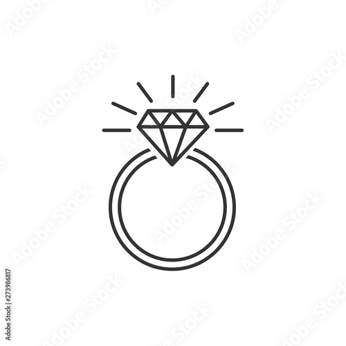 Ring Diamond icon template black color editable. Ring Diamond symbol Flat vector sign isolated on white background. Simple vector illustration for graphic and web design.