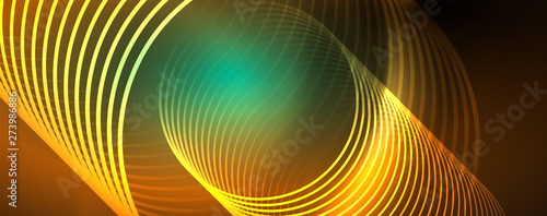 Shiny neon lines template - northern lights glowing blur lines. Futuristic style glow neon 80s disco club or night party techno template