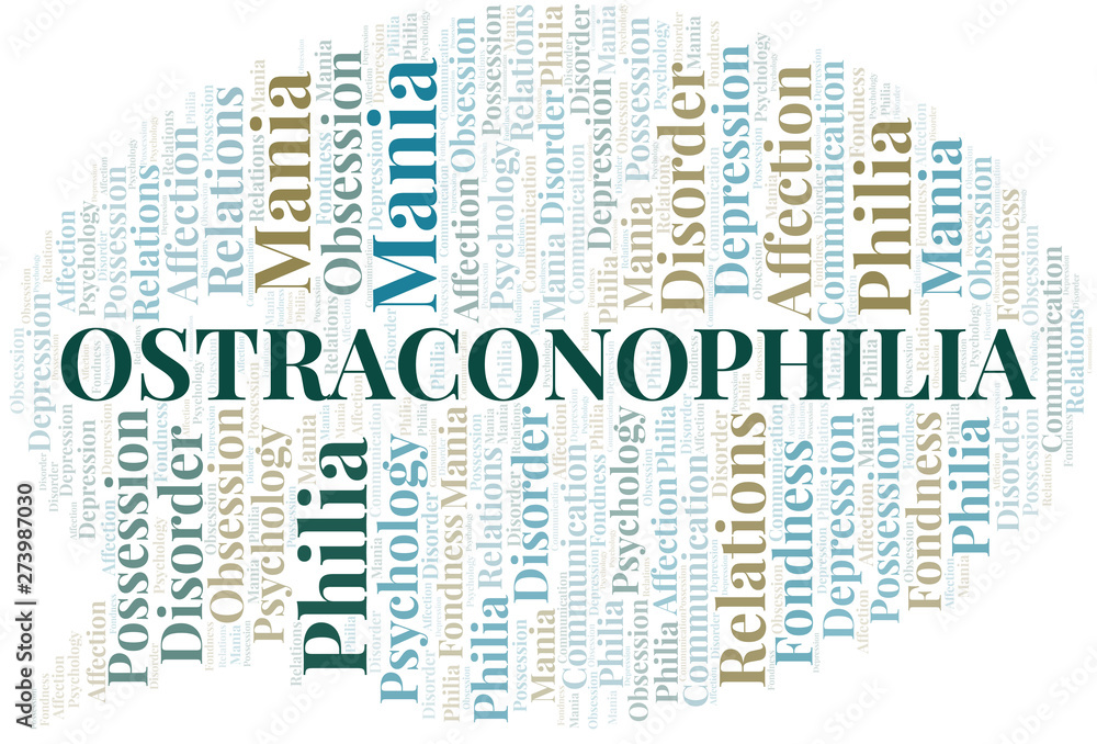 Obraz premium Ostraconophilia word cloud. Type of Philia.