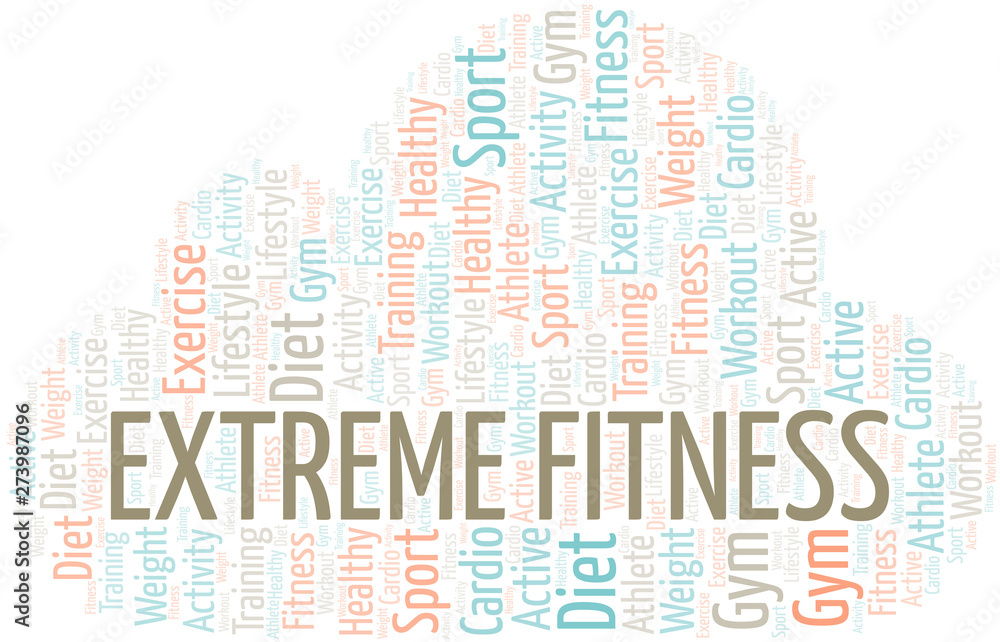 Obraz premium Extreme Fitness word cloud. Wordcloud made with text only.