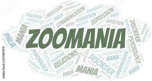 Zoomania word cloud. Type of mania, made with text only.