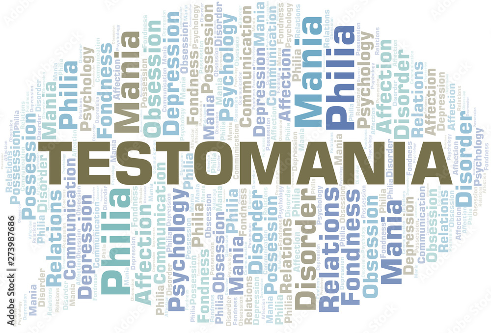 Obraz premium Testomania word cloud. Type of mania, made with text only.