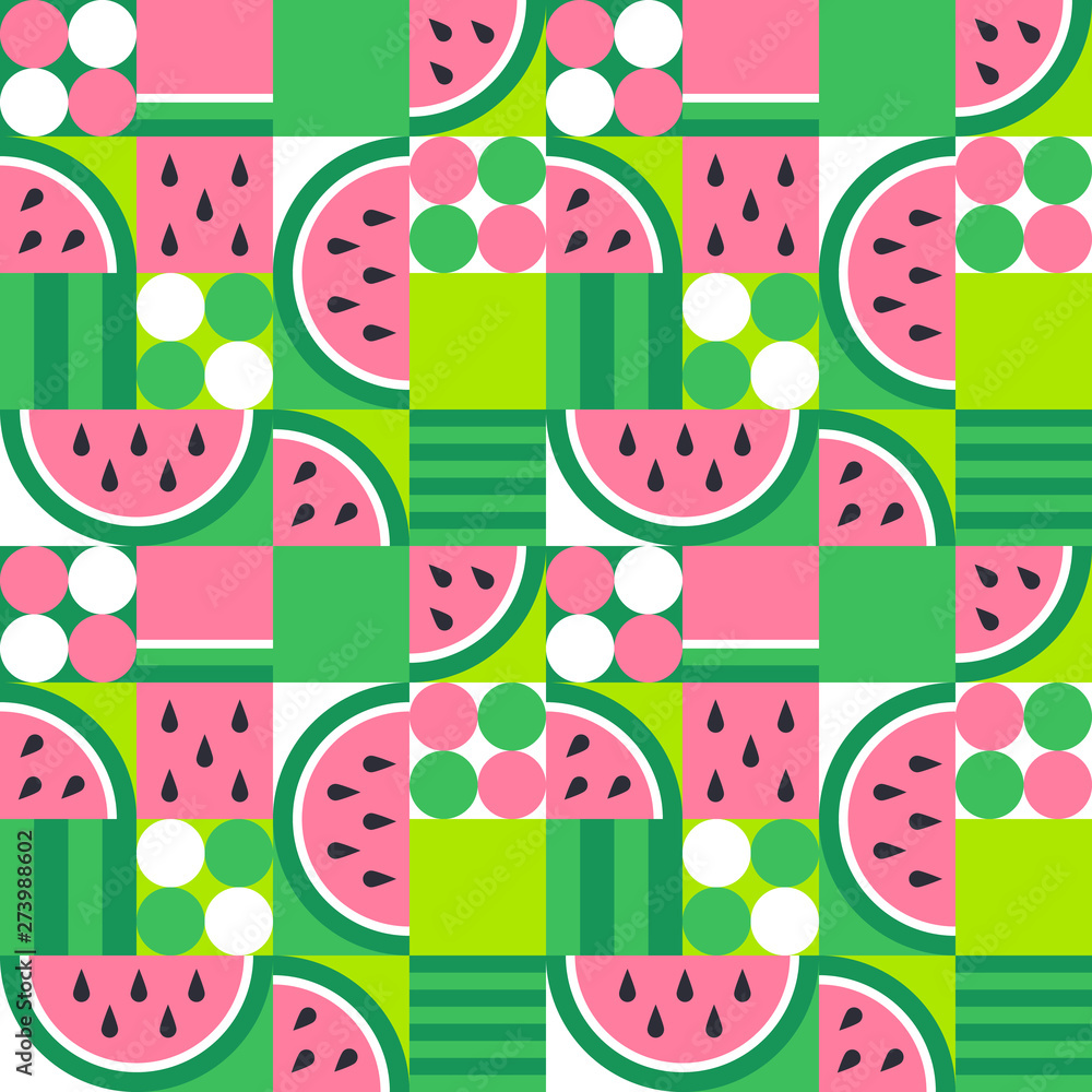 Watermelon seamless pattern. Abstract summer fruit background.