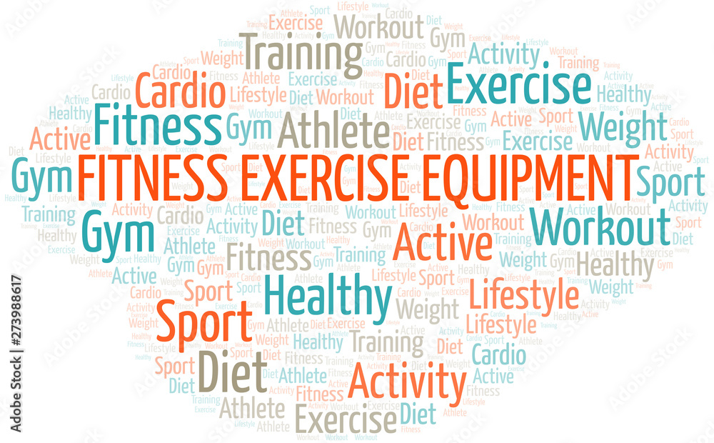 Fitness Exercise Equipment word cloud. Wordcloud made with text only. Fitness Exercise Equipment word cloud. Wordcloud made with text only.