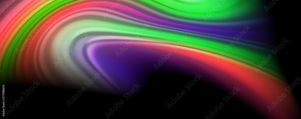 Fluid liquid color wave lines, glowing colorful light effect, abstract composition template. Geometric technology abstract pattern. Movement concept