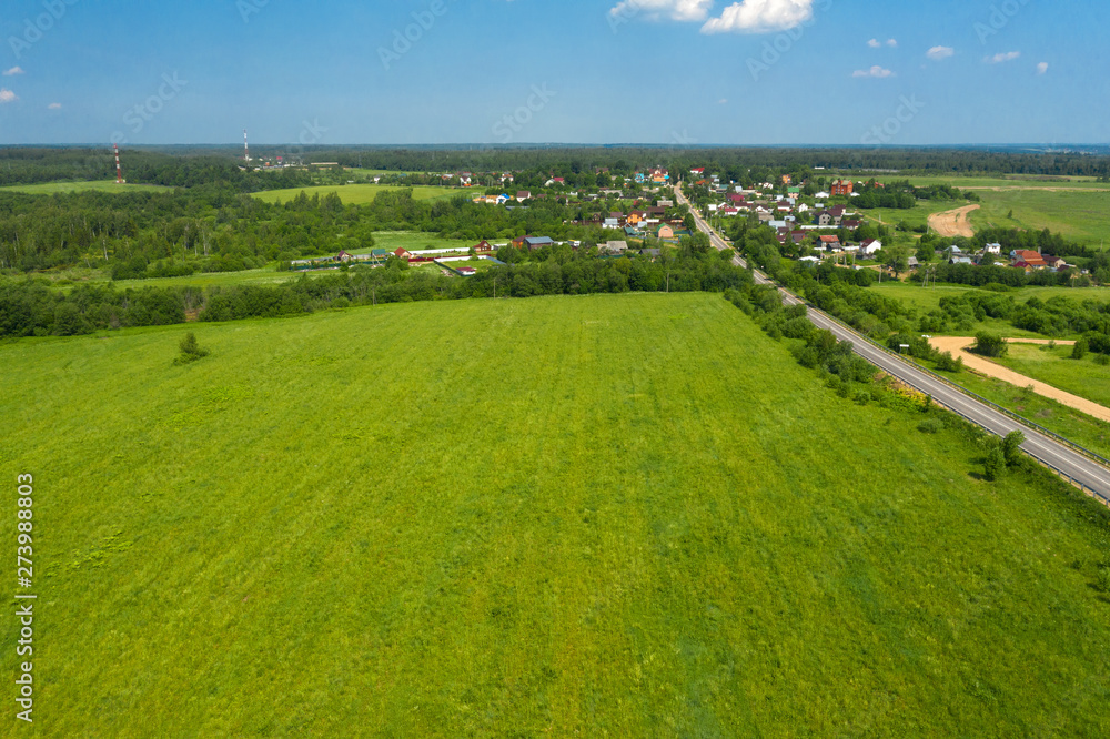 Aerial view on Rural scenery. Summer outdoor.